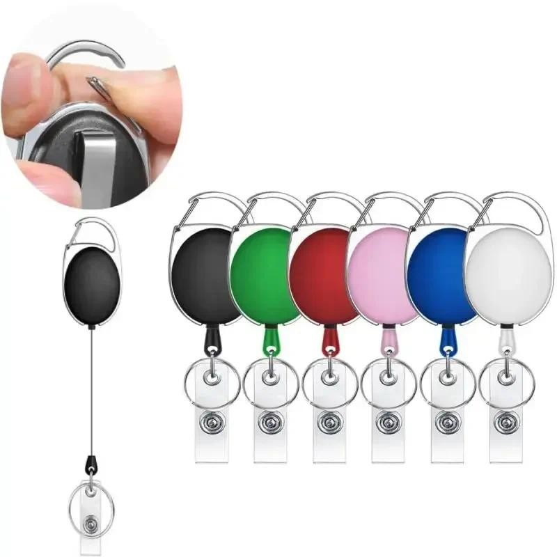 

2pcs Badge Holders Retractable Badge Reel with Carabiner Belt Clip Key Ring for ID Card Name Holder Keychain Office Name Tag