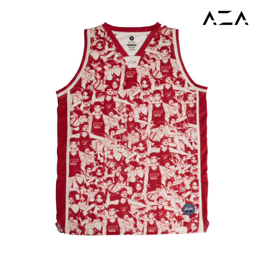 AZA x DBL Manga Series - Jersey Basket Pria & Wanita Merah MaroonCO