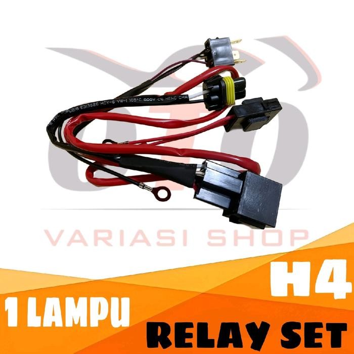 KABEL RELAY SET LAMPU MOTOR MOBIL LED & HID H4 HI LOW - RELAY SET 1 LAMPU