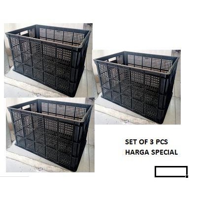 

KERANJANG BESAR / KRAT BESAR / WADAH BESAR UNTUK INDUSTRI , LAUNDRY , RAK PIRING SERBAGUNA KIMPLAST 90 LITER ( SET OF 3 ) - Hitam [SALE]
