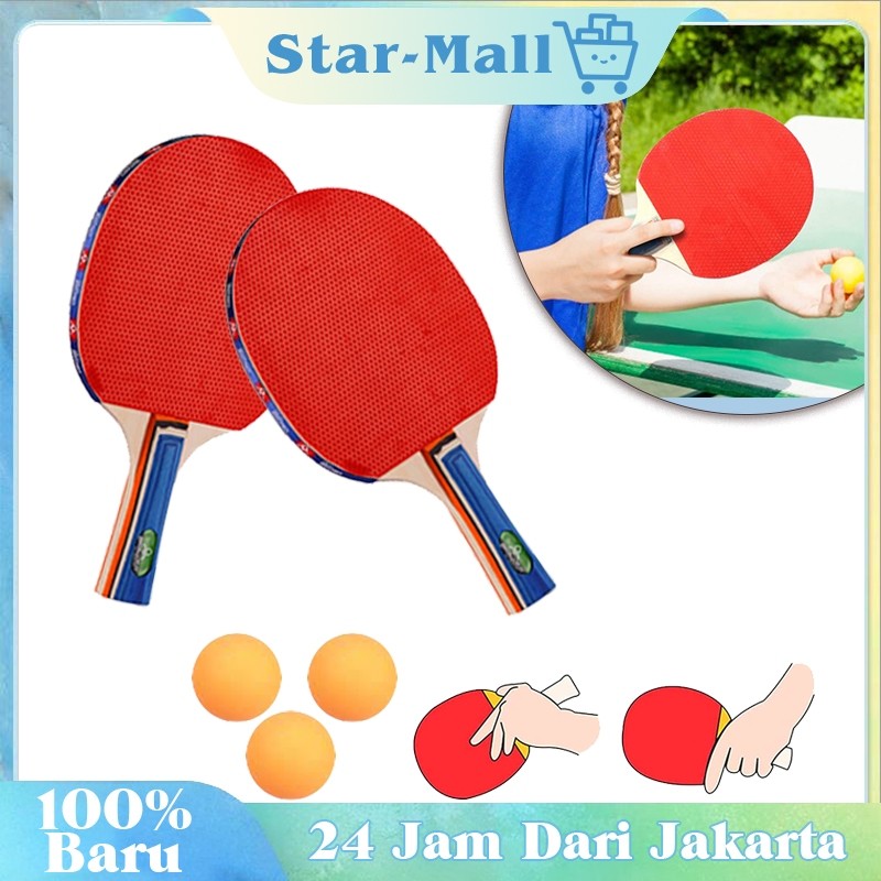 1Pasang Bat Tennis Meja / Barang Olahraga / Dilengkapi Dengan Tiga Bola Tenis MejaCO