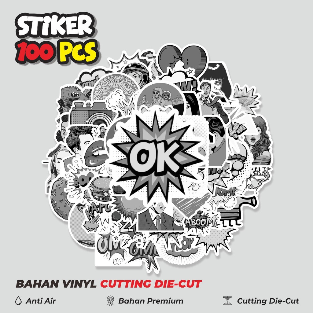 

Terbaru! 50 pcs Stiker Comic Pop Art Sticker Dekorasi Lucu Kreatif untuk Notebook, Skateboard, HP