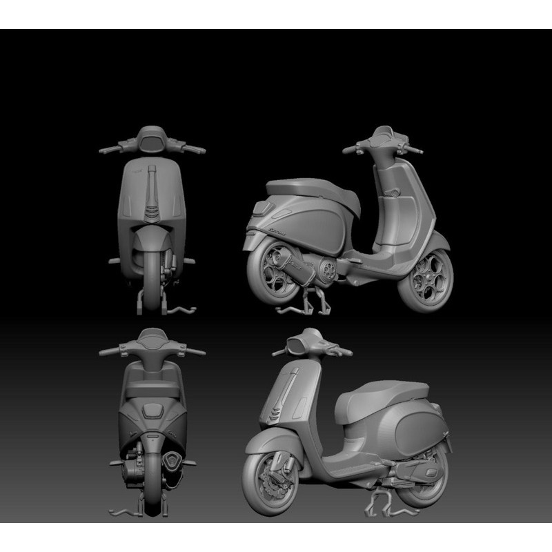 Miniatur motor vespa sprint retro Diorama Diecast Skala 64