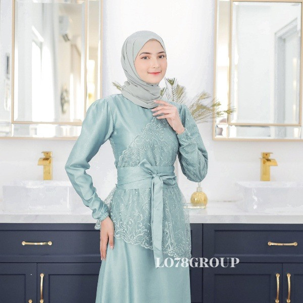 SAUKIA Dress Lamaran Kondangan Baju muslim Lebaran Terbaru Gamis Brokat Modern Seragam Bridesmaid Ke