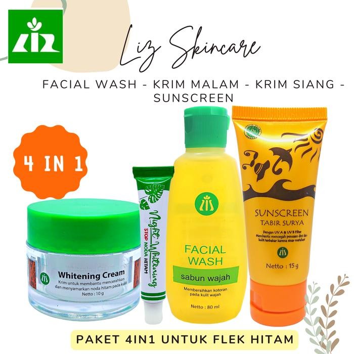 Paket Flek Hitam 4in1 Liz Skincare Night Whitening Cream / Krim Pemutih Malam dr listiani - Liz Skin