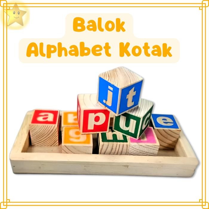Balok Huruf Alphabet Kayu Edukasi Anak –  Huruf Abjad - Cat Non-Toksin | Mainan Montessori | Arimbis