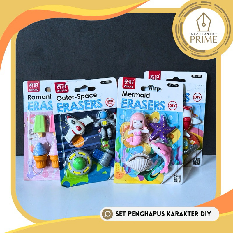 

Set Penghapus Karakter Astronot Mermaid Pesawat Ice Cream DIY Sensory Play QIHAO (1 set isi 4 pcs)