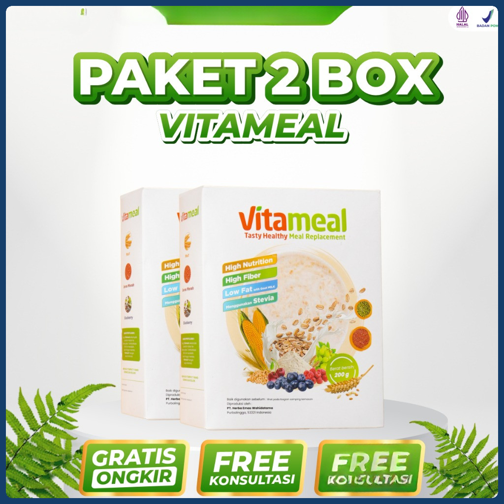 

Vitameal - Paket 2 Box Sereal Sehat Multigrain Ampuh Menstabilkan Gula Darah Tinggi Menangkal Diabetes Kolesterol Asam Lambung Maag Sereal paket 2 box 200 gram
