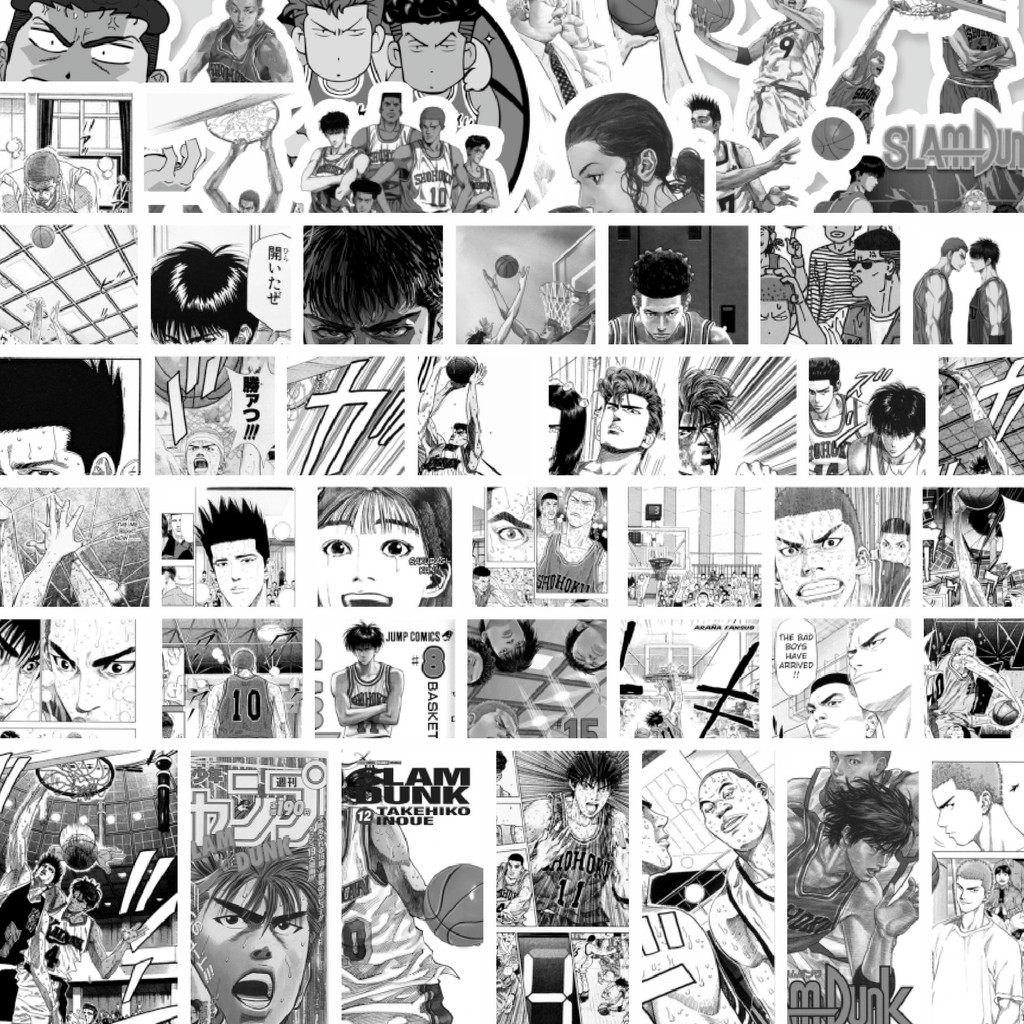 

Stiker Cutting Pack Stiker Anime Slamdunk B&W Isi 100Pcs Series Aesthetic Lucu Keren Untuk Koper Bahan Vynil