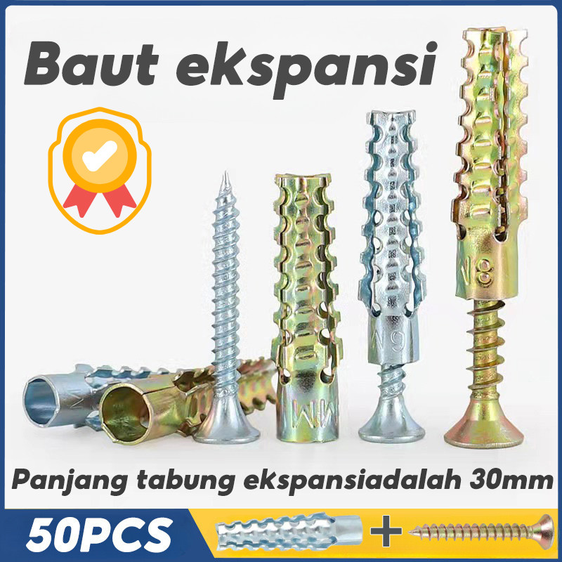 Sekrup ekspansi / Tembok Baut / Sekrup 50pcs