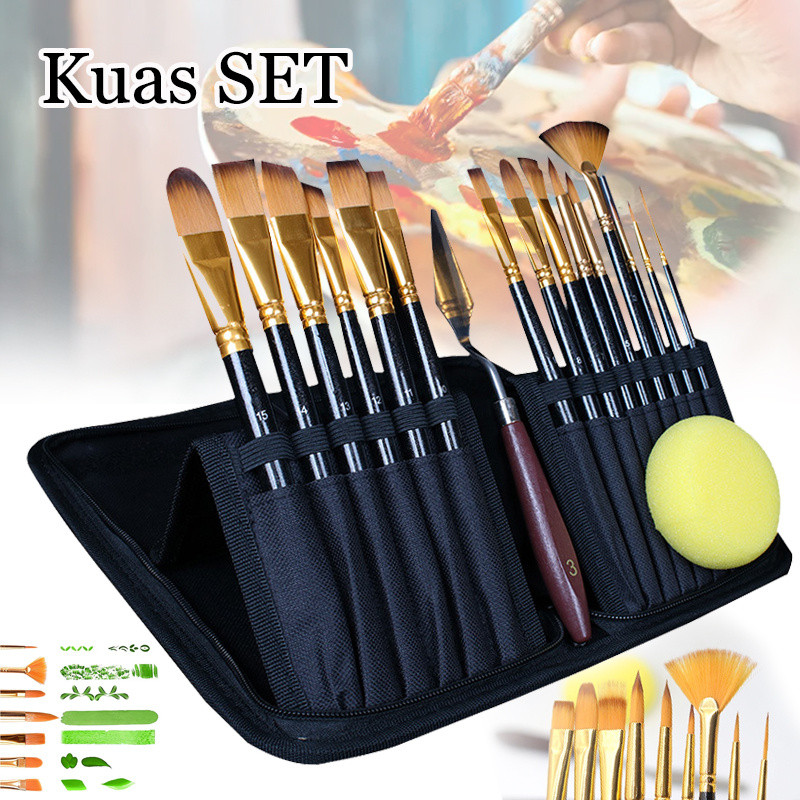 

12 SET Kuas Alat Lukis Set Art Brush Set Kuas Lukis -Lengkap Mixing