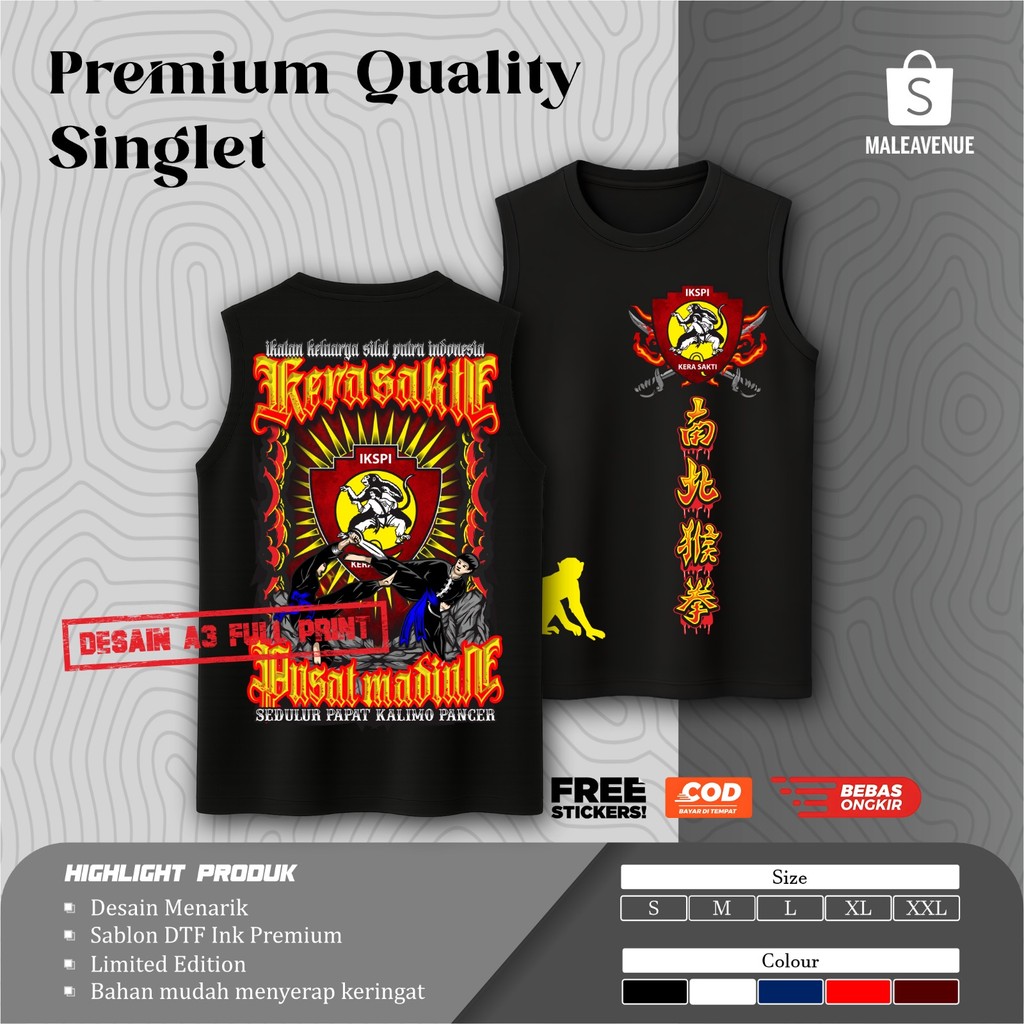 Kaos Singlet IKSPI IKS Putra Indonesia Kera Sakti Pusat Madiun Sedulur Papat Kalimo Pancer