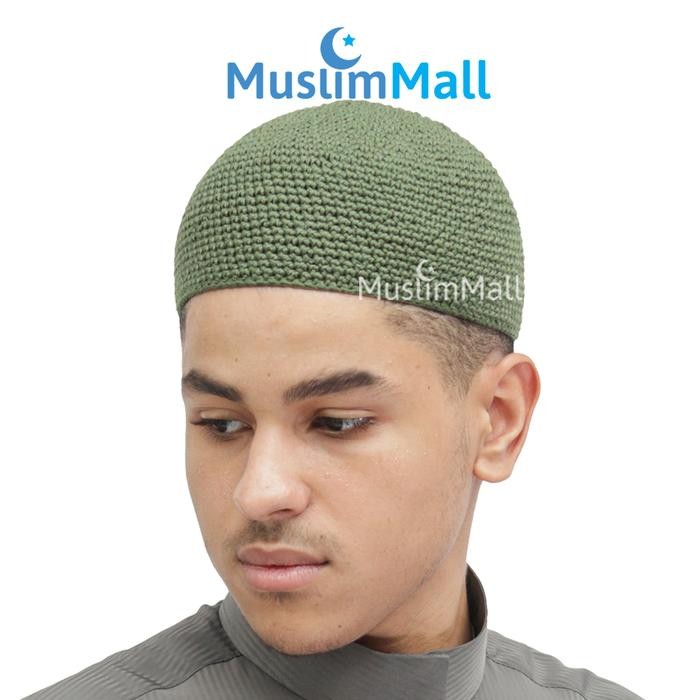 Kopiah Rajut Yaman Peci Pria Tebal Hijau Army Original Asli - The Kufi - Hijau Army, S - No.8