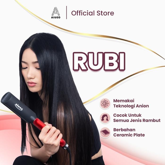 Catokan AIUEO Rubi 531 Hair Straightener - Alat Catok Meluruskan Rambut Professional Plat Keramik - 