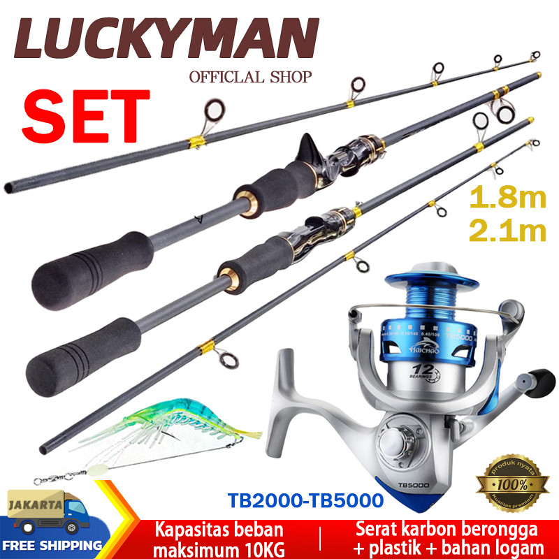 PromosiSet Joran Pancing Serat Karbon/Set Gulungan Pancing/1 Set Pancing/Spin Casting