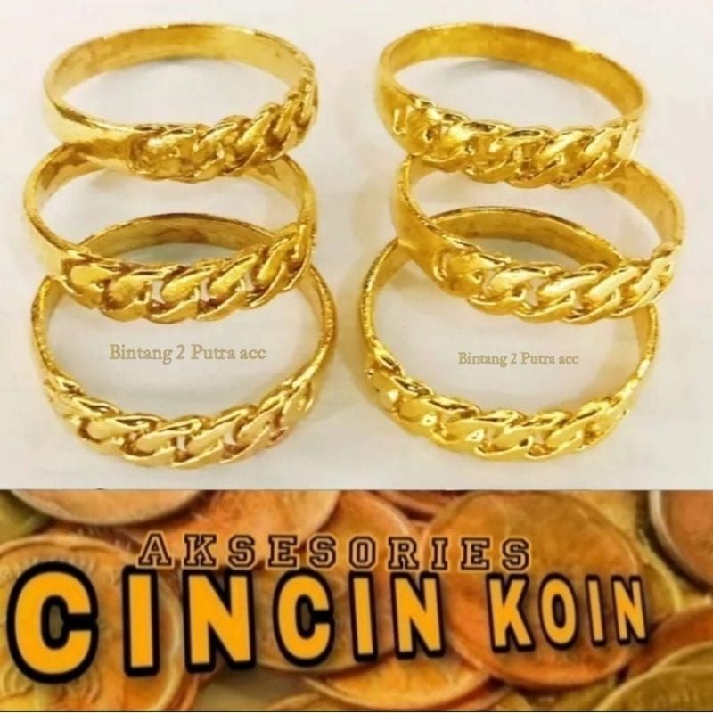 koin asli cincin koin motif terbaru terlaris berbahan koin logam 91-92 berlapis emas ANTI KARAT