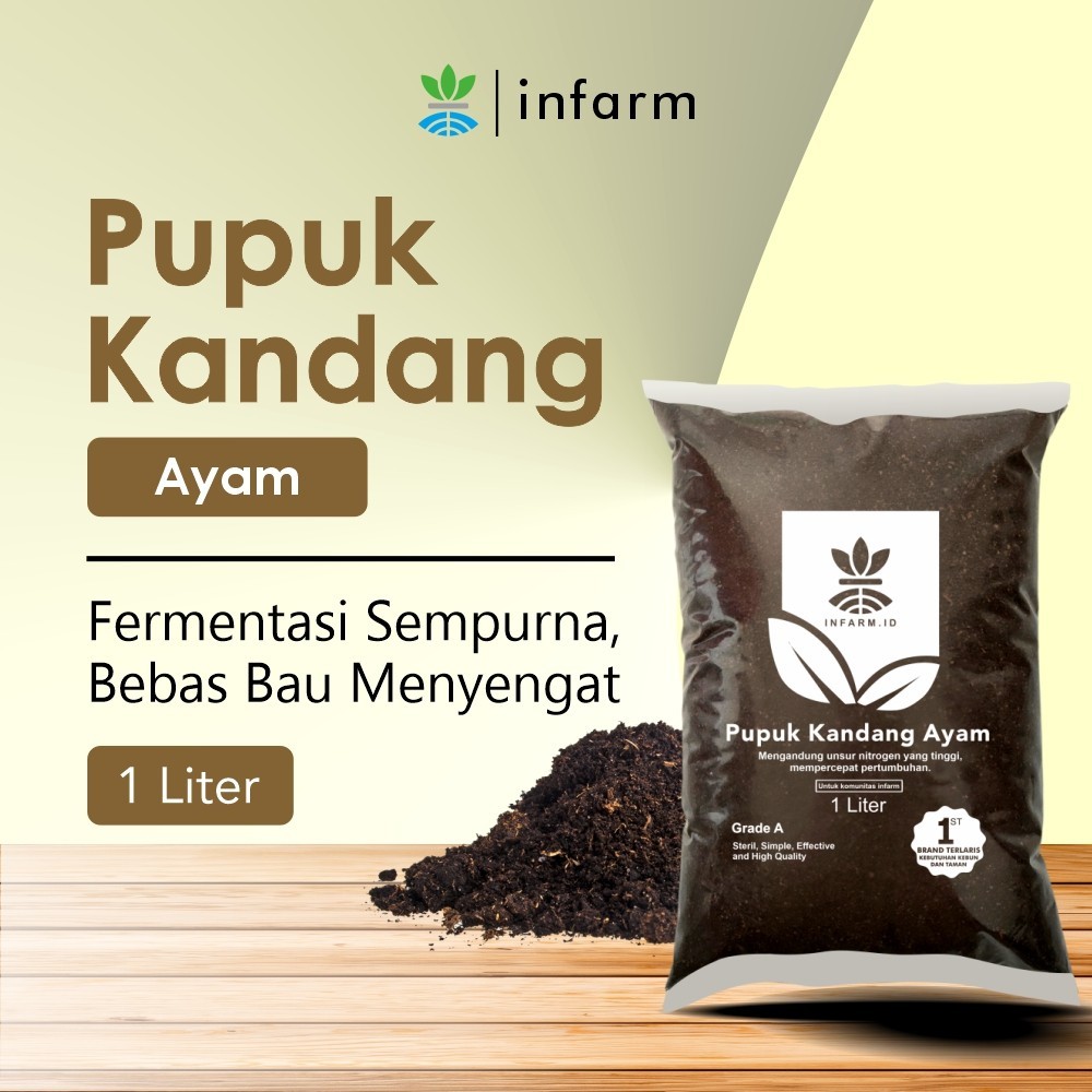 INFARM - Pupuk Kandang Kohe Ayam Organik 1L, Pupuk Kohe Ayam 1 Liter Kualitas Super Pupuk Ayam Organ