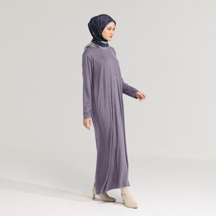 Inner Dress Bella Dauky Zipper Depan Busui Friendly gamis kaos - Hitam, M