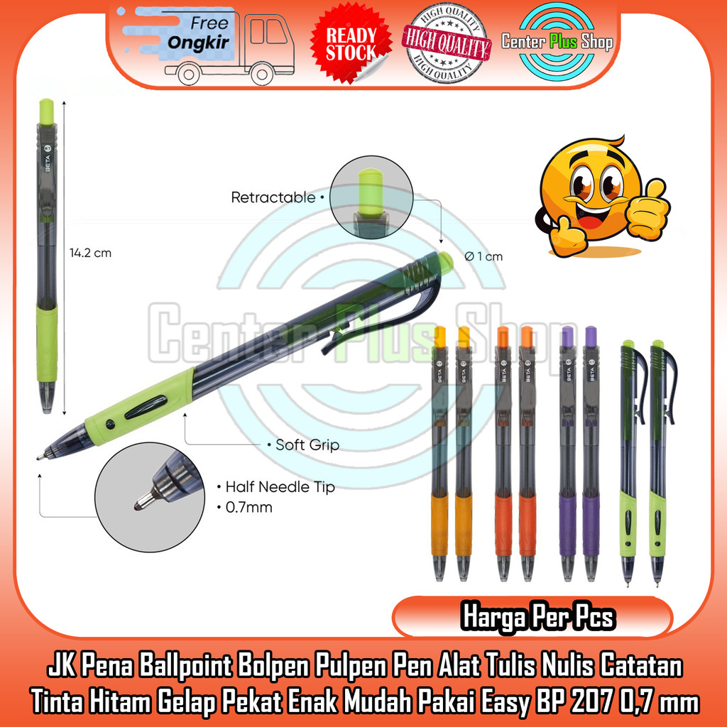 

JK Pena Ballpoint Bolpen Pulpen Pen Alat Tulis Nulis Catat Catatan Tulisan Tinta Hitam Gelap Pekat Enak Mudah Pakai Easy Bisa Bawa BP 207 0,7 mm Good Quality High Kualitas Minimalis Futuristic SJN Kekinian Terbaru Desain Keren