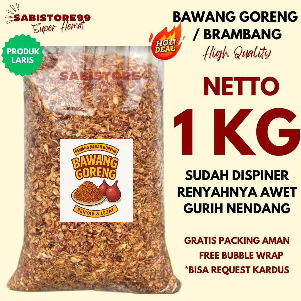 

BAWANG GORENG MERAH Renyah dan Gurih 1kg Siap Saji / Bawang Merah Goreng