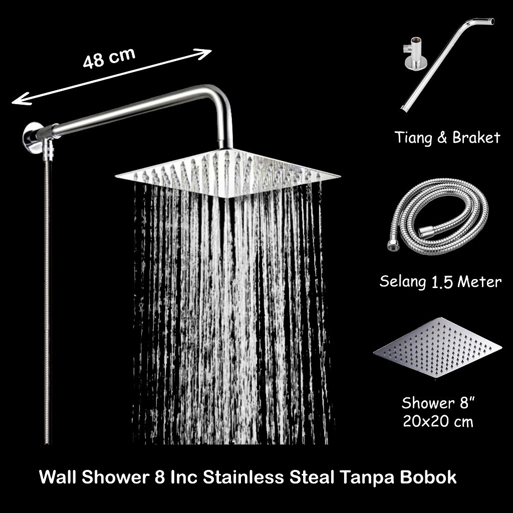 Wall Shower 8 inc Tanpa Bobok