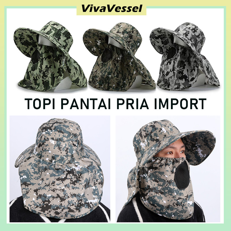 Topi Visor Lipat Anti UV Lebar Pria/Topi Pantai Pria Import/Topi Visor Lipat Anti UV Lebar