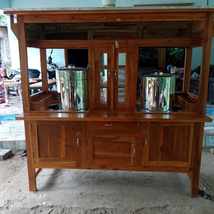 gerobak bakso mie ayam dan dua dandang kayu jati free ongkir