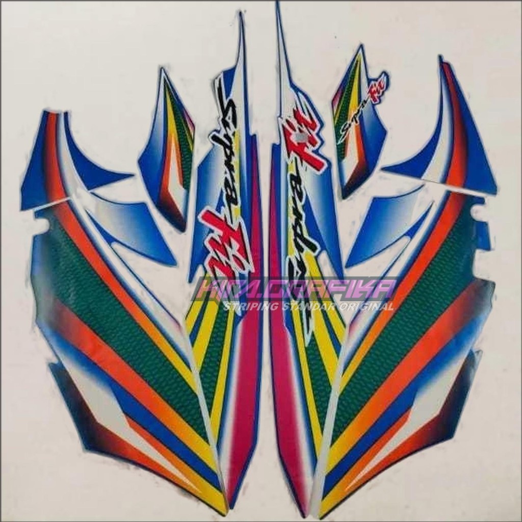 Striping Stiker Honda Supra Fit 2003 2004 - Supra Fit Lama Biru Full Murah