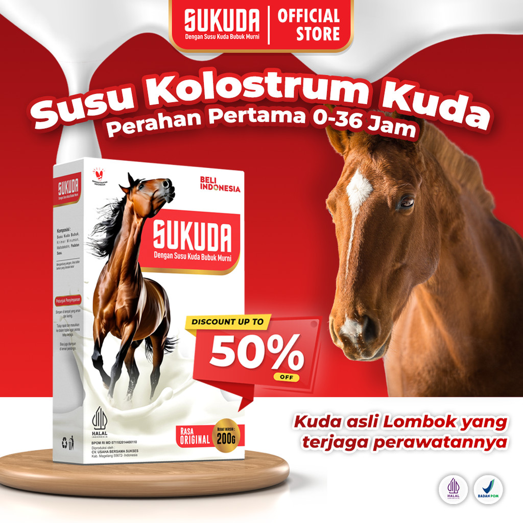 

SUKUDA 2 Box Susu Bubuk Kuda Liar Lombok Original Kolostrum 200 Gram