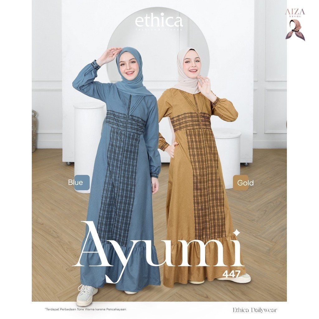 Baju Gamis Dewasa Kekinian Bahan Katun Ayumi 447 Dress Muslim Wanita By Ethica Original Branded Berk