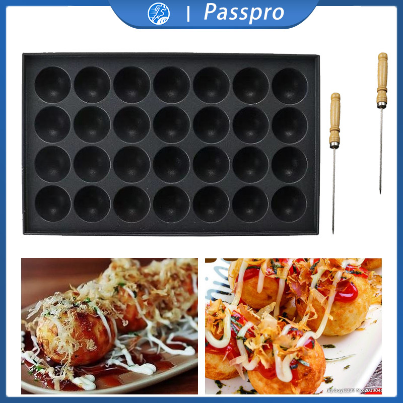 Cetakan Takoyaki 28 Lubang No-Stick Baking Tray Cetakan Takoyaki Anti Lengket Kecil