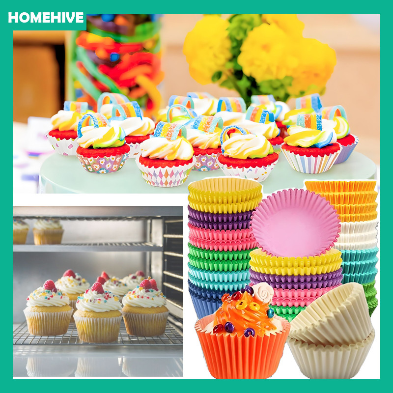 Kertas Cupcake Cupcase Warna Warni Rainbow Kertas Alas Muffin Mufin Bolu / Kue Kotak / Cup Kertas Ke