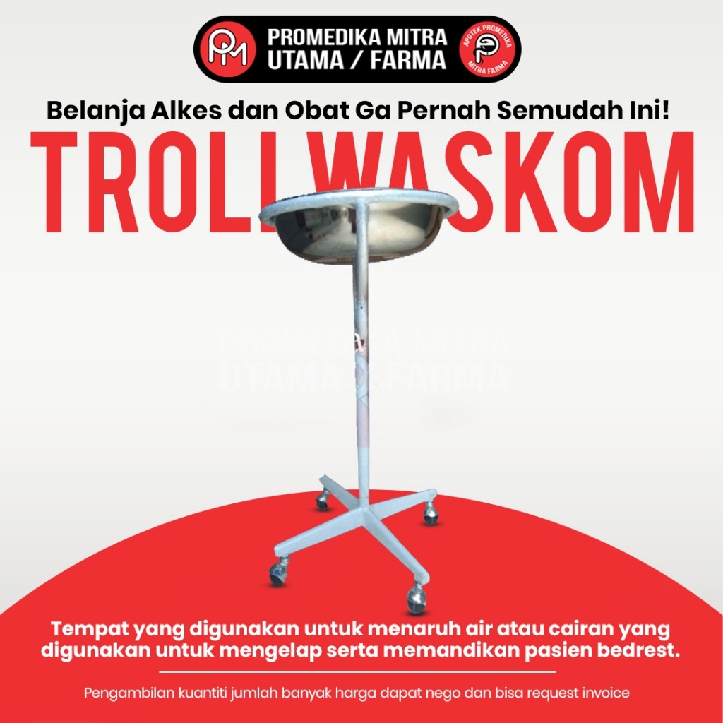 Troli Wadah Baskom Cuci Tangan | Ukuran Kecil & Besar bahan besi
