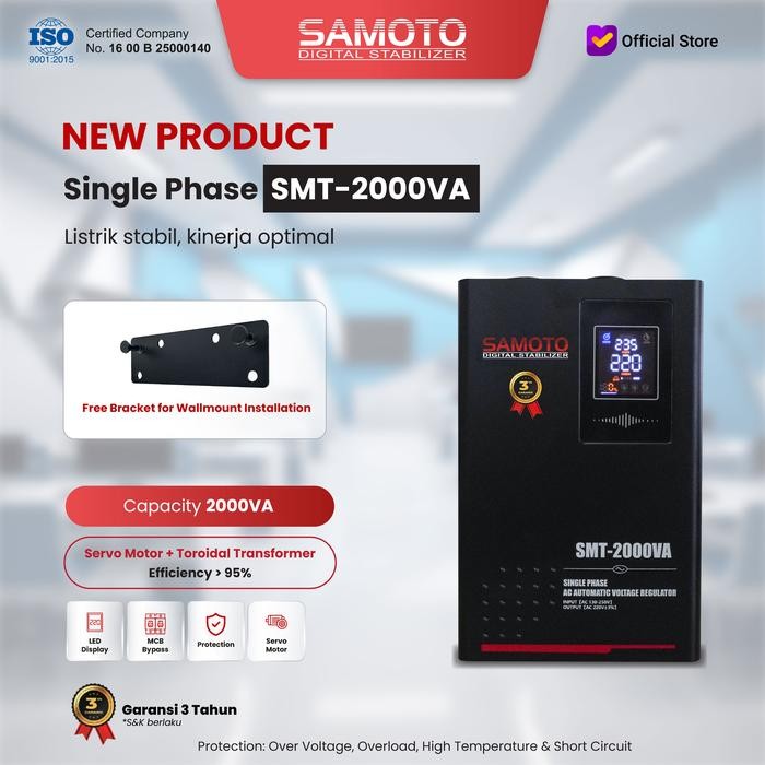 SAMOTO Stabilizer 2000VA Stavolt Single Phase Stavolt SMT2000VA Stabiliser SMT