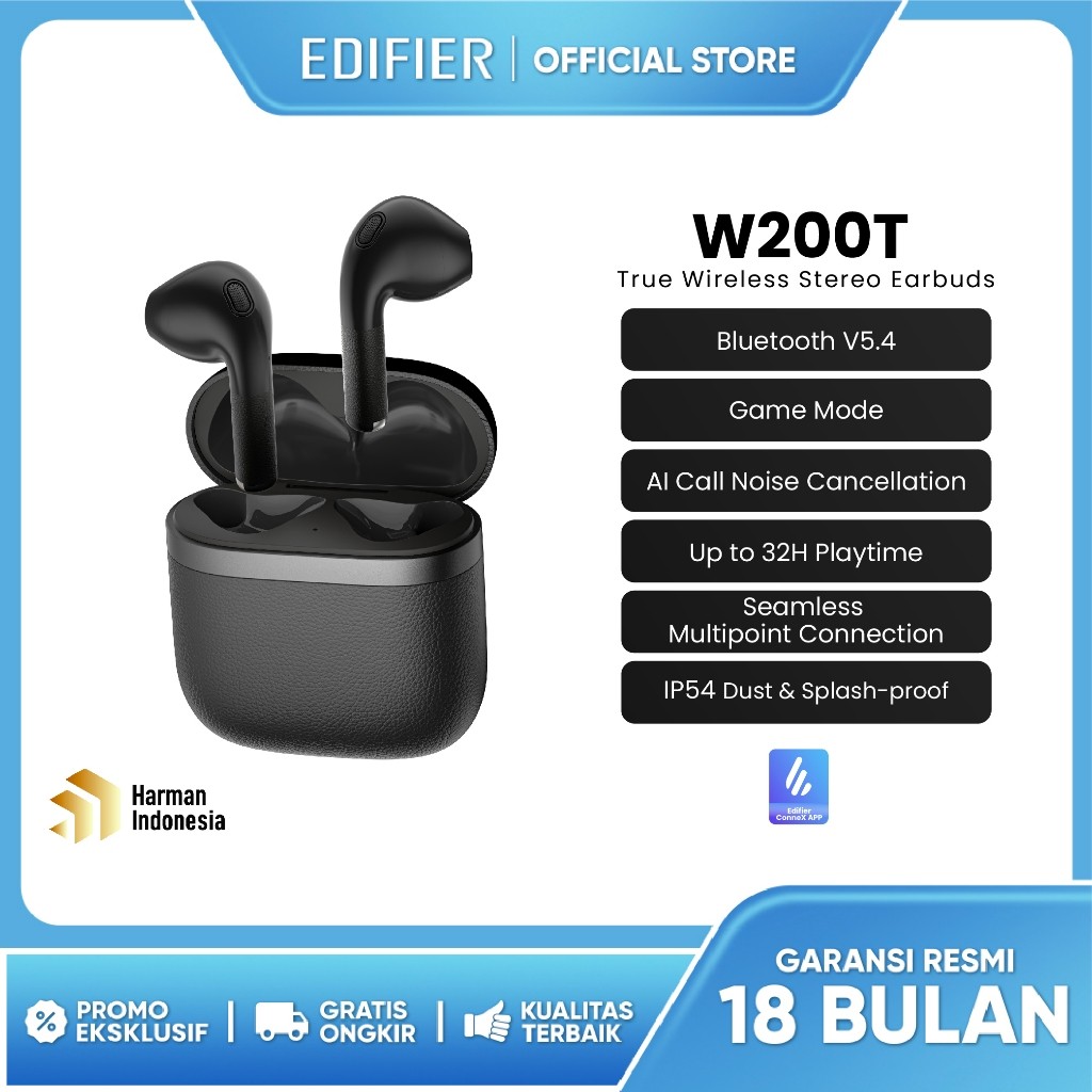 Edifier W200T TWS Noise Cancelling Bluetooth 5.4 terlaris