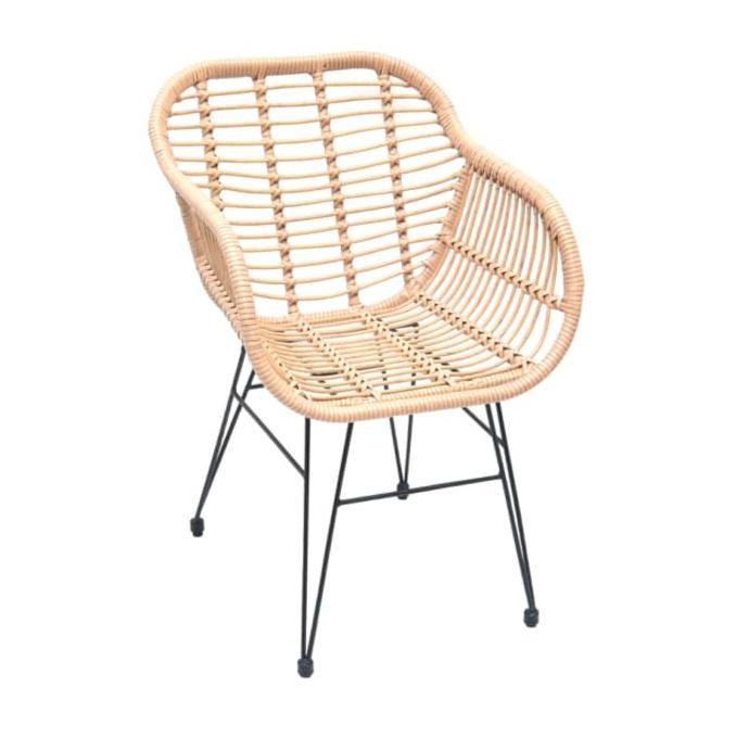 Kursi Rotan Sintetis Indoor INFORMA Kursi Tamu Rotan Berlengan Minimalis