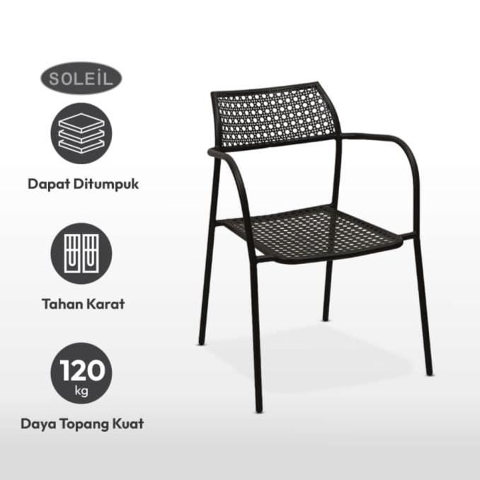 Kursi Teras Besi Minimalis Outdoor SOLEIL Kursi Taman Kursi Balkon
