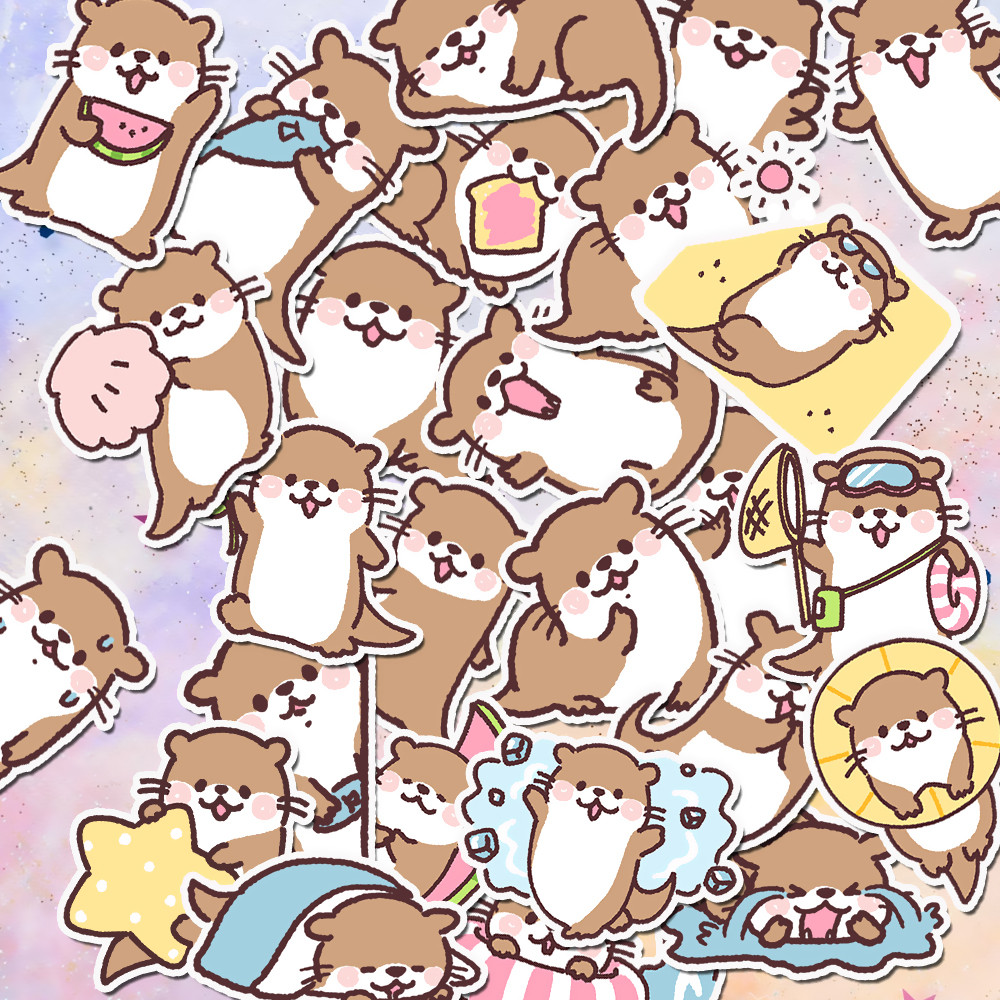 

50pcs Otter Laptop Stickers, Kawaii Scrapbook Decals Small Size DIY Decoration Cute Animal Stickers for Planners, DIY Craft