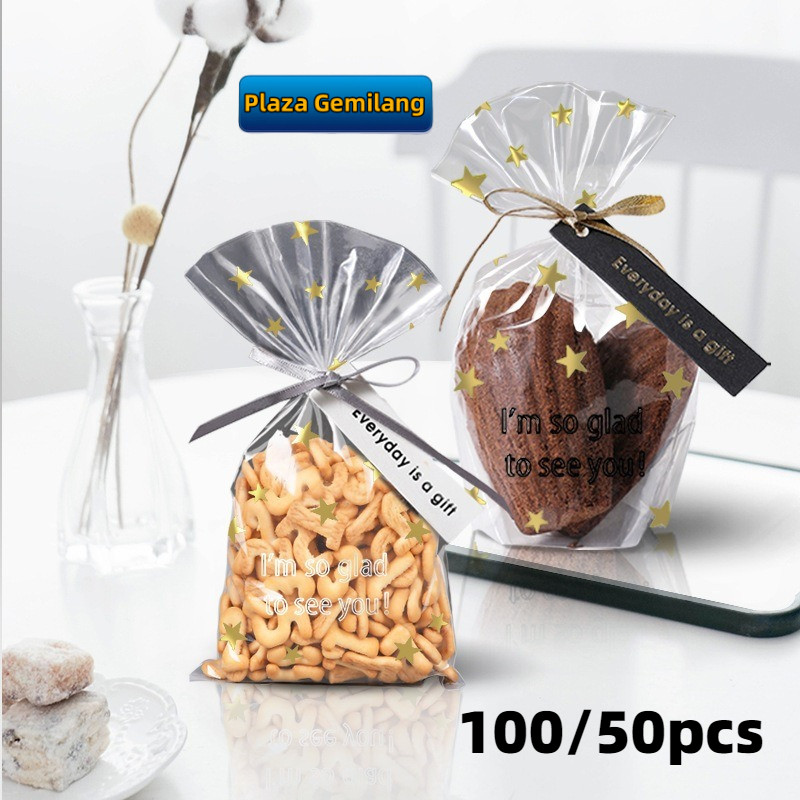 

100 Pcs Goodie Bag Berdiri Kue Kering | Kantong Plastik Premium Anti Remah | Desain Lucu untuk Hadiah