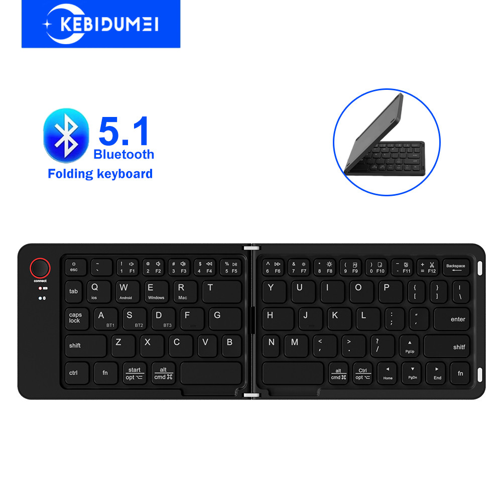 Dual-Foldable Keyboard Bluetooth 5.1 Keyboard Portable Mini Keyboard Re argeable Keyboard For Window