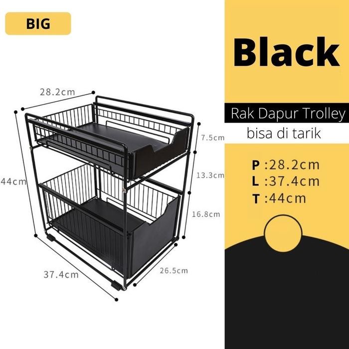 rak dapur bawah wastafel kolong kabinet lemari kitchen set new - Hitam, Small