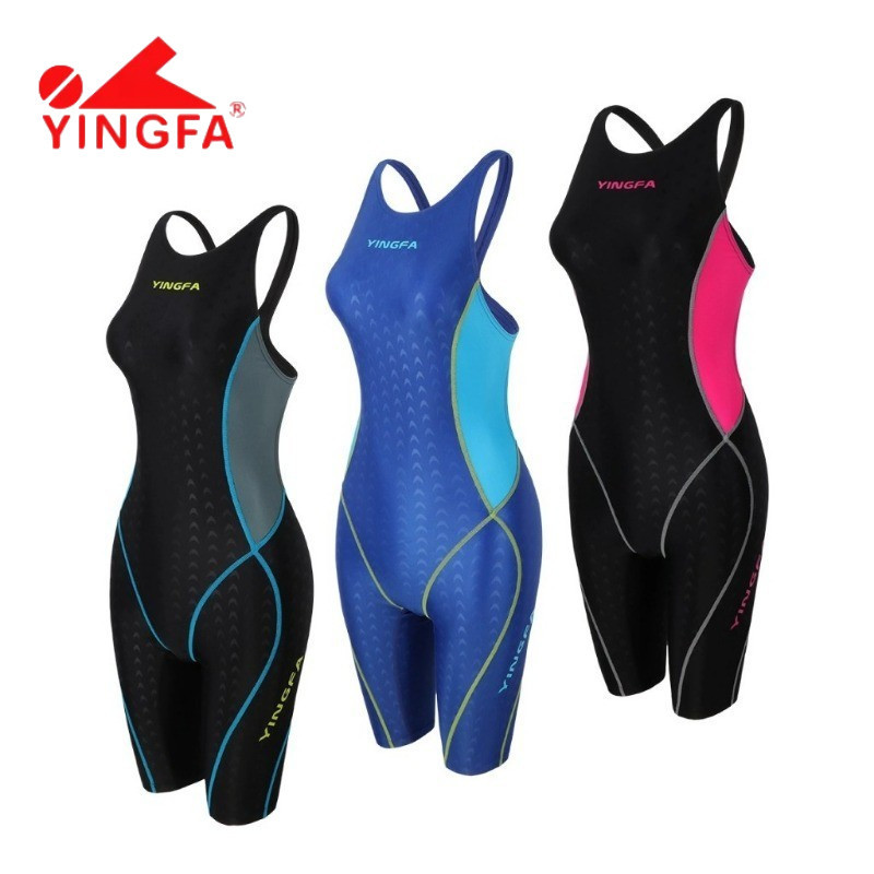 YINGFA Pakaian renang kompetitif profesional Pakaian renang kulit hiu panjang lutut