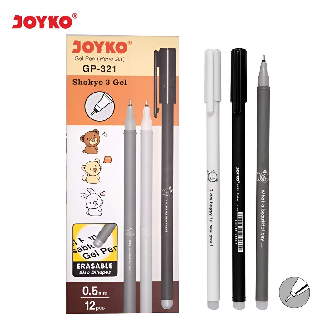 

(12 PCS) Erasable Gel Pen Pulpen Bisa Dihapus Joyko GP-321 Shokyo 3 Gel 0.5 mm