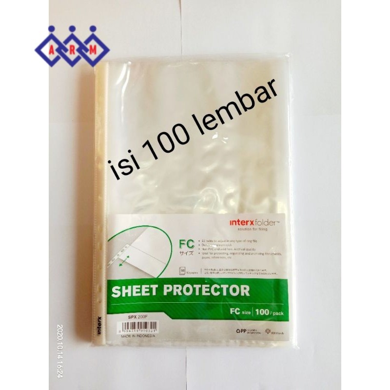 

PP Pocket Folio InterX isi 100 Lembar / Sheet Protector F4 Inter X (pak 100) ++ Best Seller