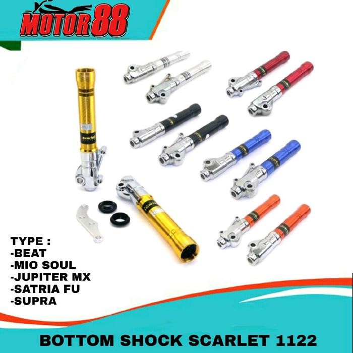 Tabung Shock Bottom Shock depan Scarlet 1122 Jupiter MX Mio Soul Revo Satria Fu Supra X 125 - BLACK,