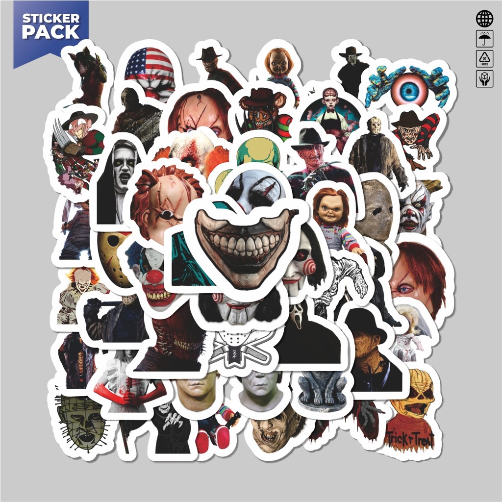 

[100PCS]Stiker Pack Sticker Halloween Horror Scream Sticker Aesthetic Vinyl Anti Air Dekorasi Sticker Laptop Buku Journal Koper Helm Casing HP Gitar Helm Skateboard