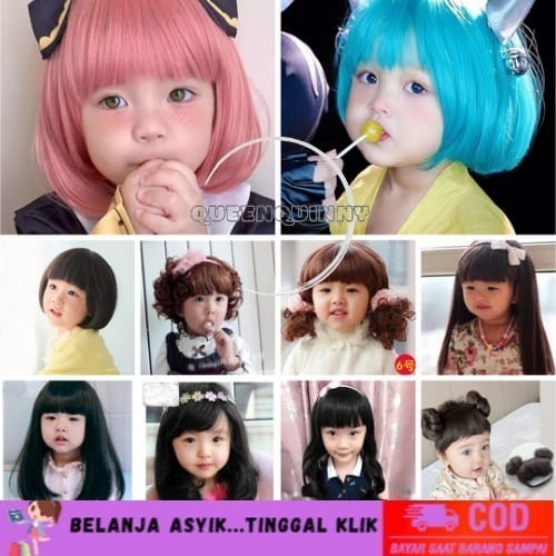 QS Rambut Palsu Anak Perempuan / Wig Anak / Aksesoris Rambut Bayi Anak Perempuan / Jaring Rambut Wig