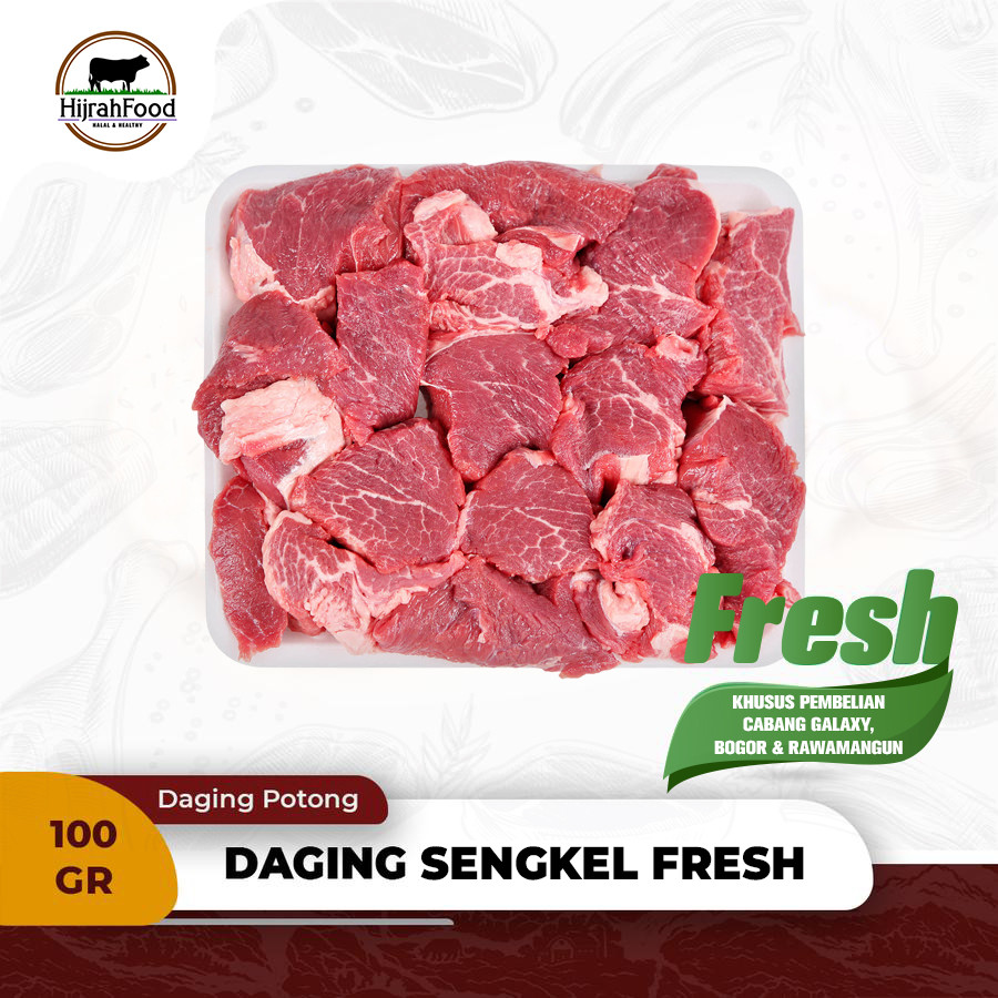 

Hijrahfood Daging Sengkel Sapi SEGAR Potong | Beef Shank Cutting FRESH 100gram