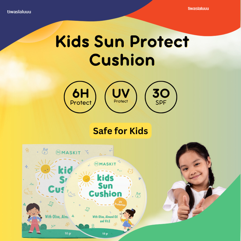 Kids Cushion Sun Protect | Bedak Cushion Anak UV Protection SPF Natural Maskit