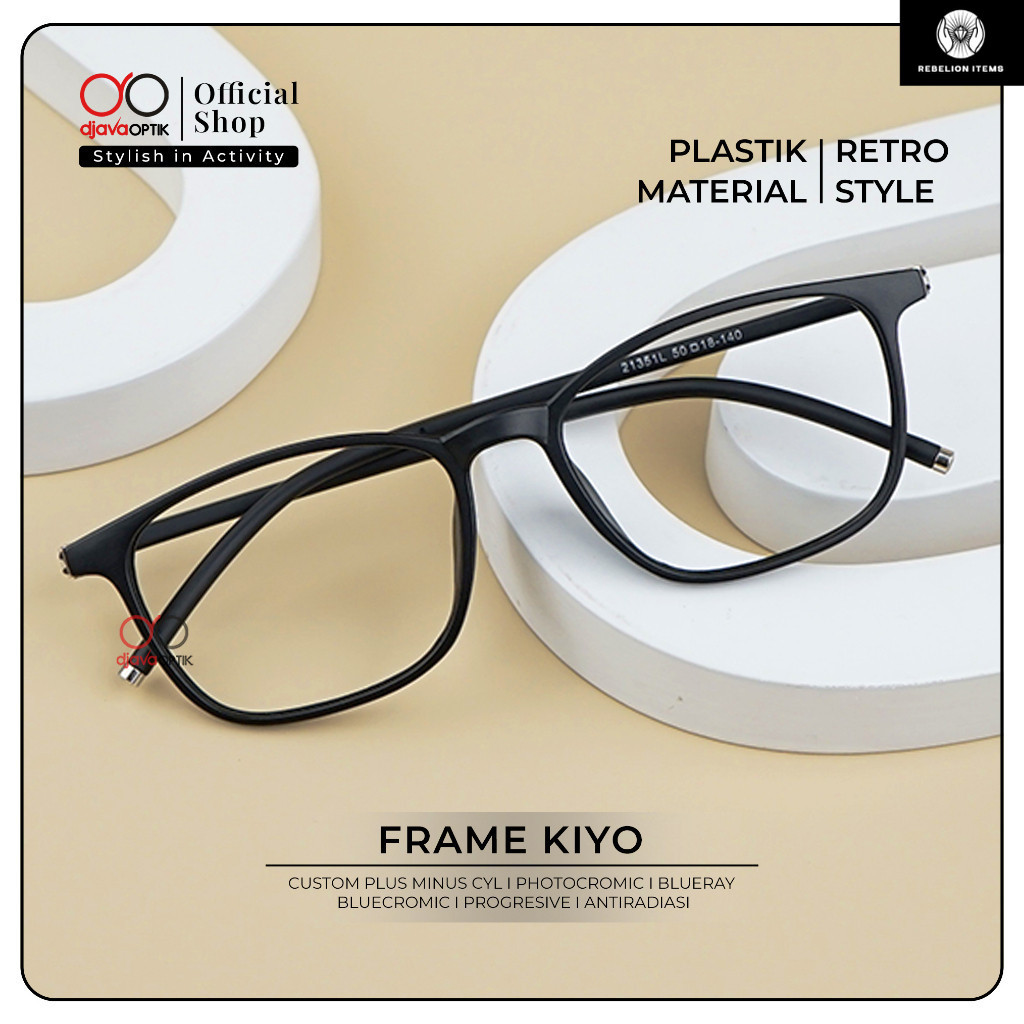 DJAVA OPTIK - Frame Kiyo - Kacamata Korea Persegi Panjang Plastik Lentur